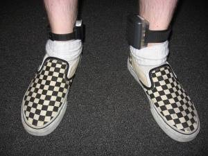 A GPS tracking device is often worn by criminal offenders on house arrest. A GPS tracking device is often worn by criminal offenders on house arrest.