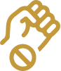 No smoking sign with cigarette icon in gold outline style