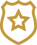 Gold badge icon with star symbol representing quality, achievement, or award recognition