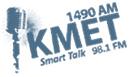 KMET 1490 AM Smart Talk 98.1 FM radio station logo with microphone icon