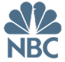 NBC logo - peacock tail feathers design with blue color and NBC text below