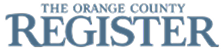 Orange County Register newspaper logo with blue text on white background