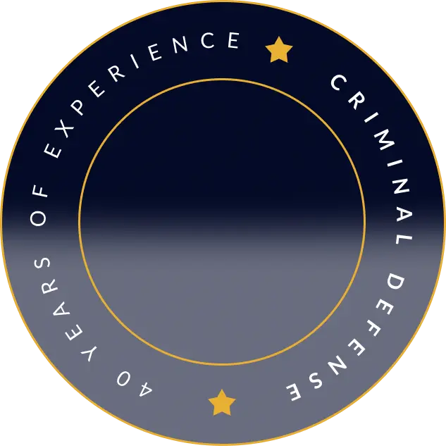 40 Years of Experience Criminal Defense - Professional Legal Services Badge with Gold Stars