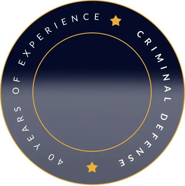 40 Years of Experience Criminal Defense - Professional Legal Services Badge with Gold Stars